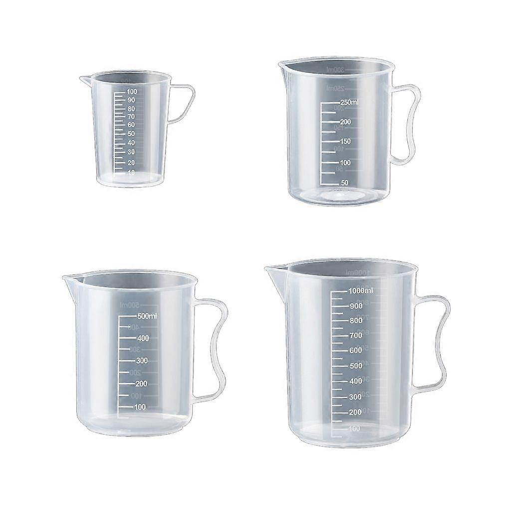 Set of 4 Plastic Measuring Cups with Clear Scale Accurate Mixing Cups for Food
