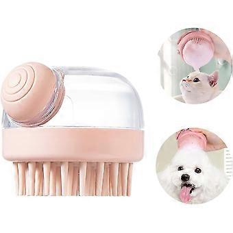 Dog Cat Bath Brush Soft Silicone Pet Bathing Shampoo Dispenser Grooming Shower Massage Brush Hair Comb Bubble Brush(pink)