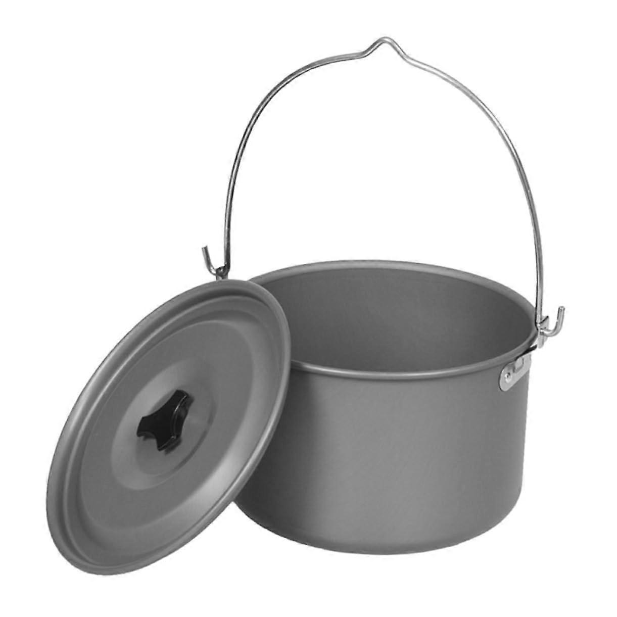 Camping Tripod for Cooking - Aluminum Alloy Hanging Pot Kit, Lightweight Camp Cookware Set with Heat Exchange Coffee Pot and Pans