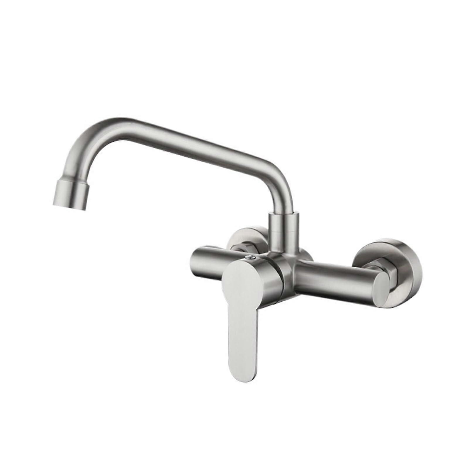 Wall Mounted Faucet Brushed Kitchen Faucet Mop Pool Balcony Laundry Pool 360° Rotating Hot and Cold Water Faucet Wall Mount(Color-A)