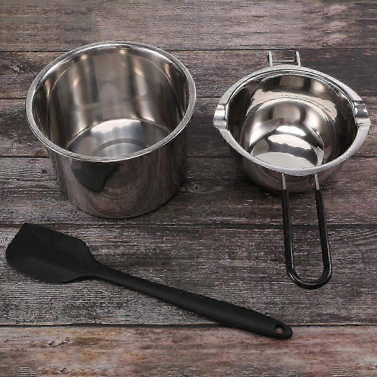 Double Boiler Pot Set Stainless Steel Melting Pot with Silicone Spatula for Melting Chocolate,Soap,Wax,Candle Making-Yvan