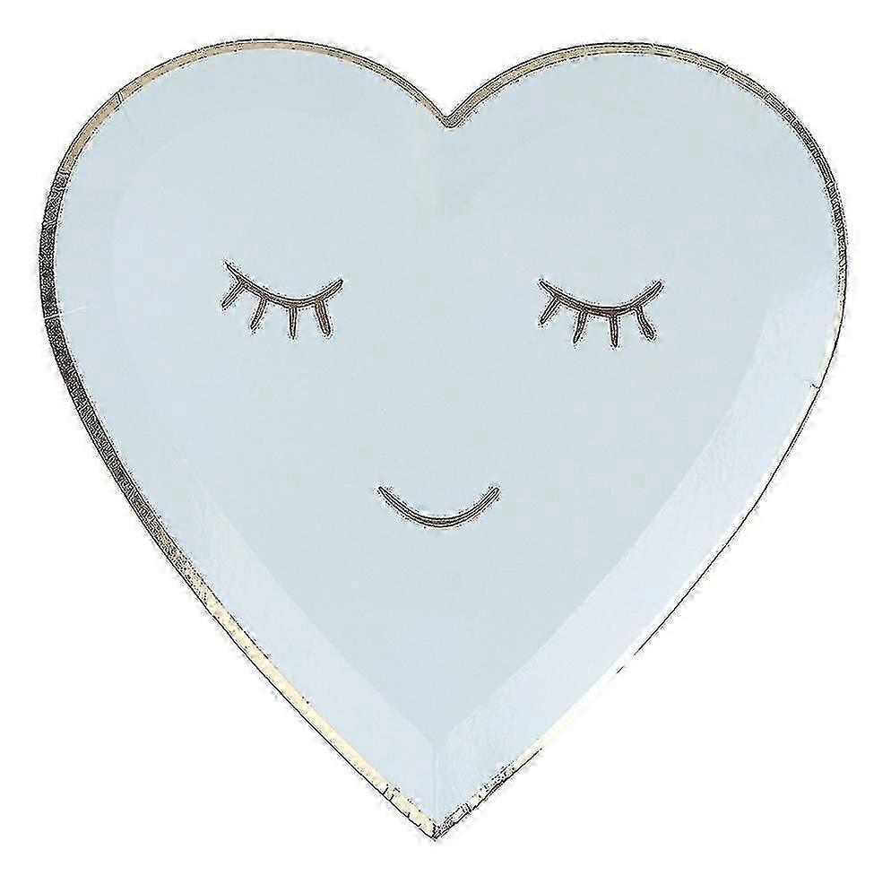 מסיבת יום הולדת לב צלחת נייר חד פעמית צלחת נייר מסיבת צלחת נייר צלחת פיקניק ציוד מנגל סט סכו"ם (8 יחידות) מזל