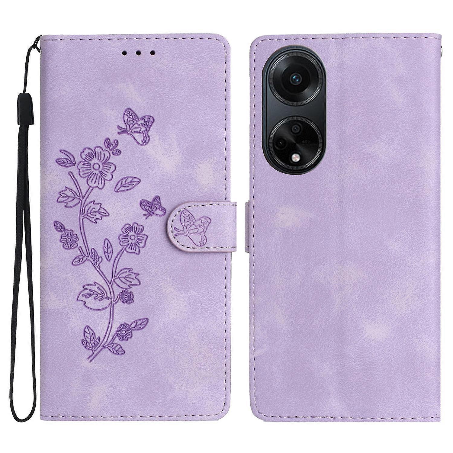 Flower Butterfly Embossing Pattern Leather Phone Case