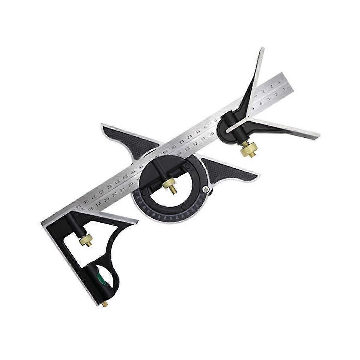 300mm Stainless Steel Adjustable Combination Square for Carpentry, 90° & 45° Angle Measuring Tool