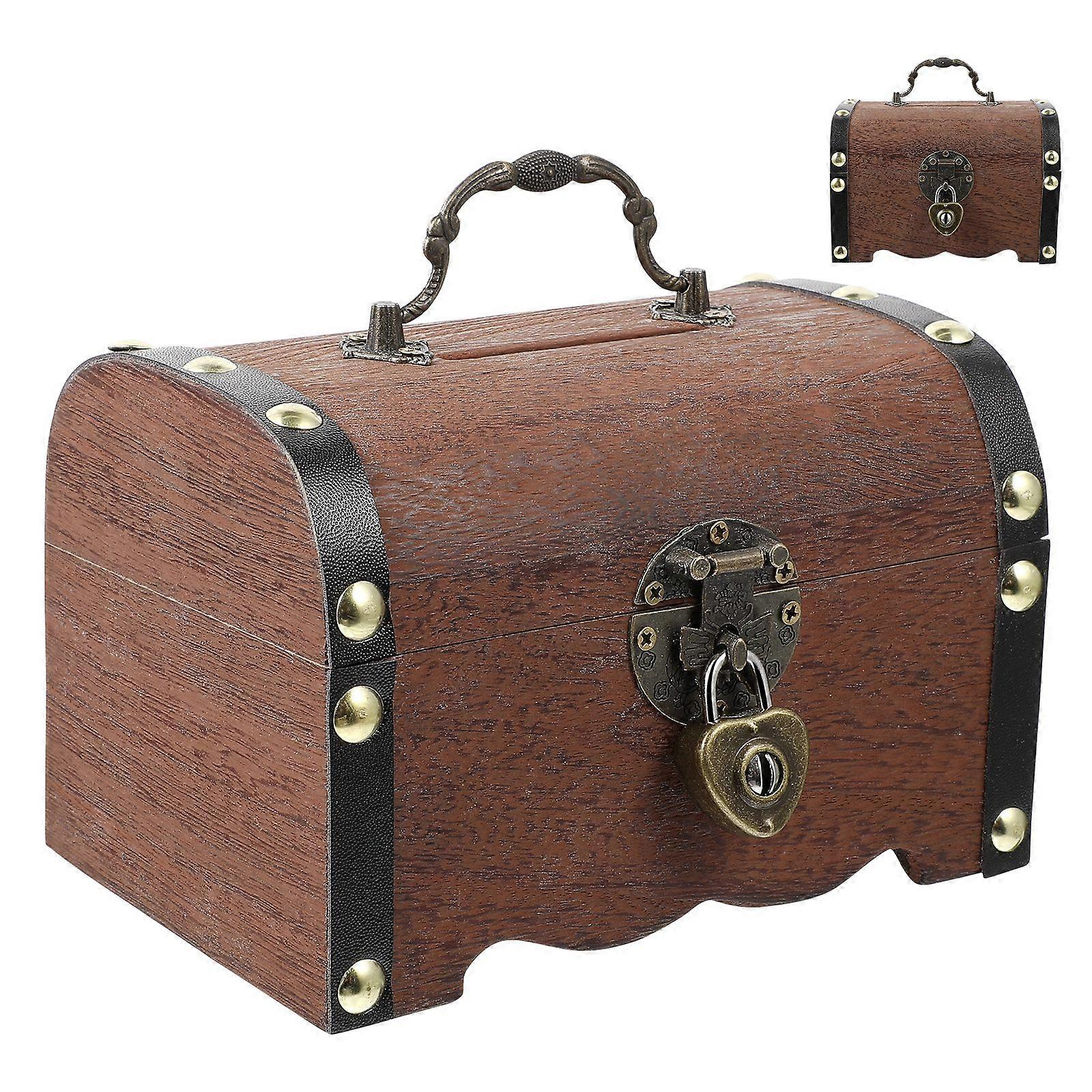 Vintage Treasure Storage Box Piggy Bank Organizer Saving Box Case with Lock