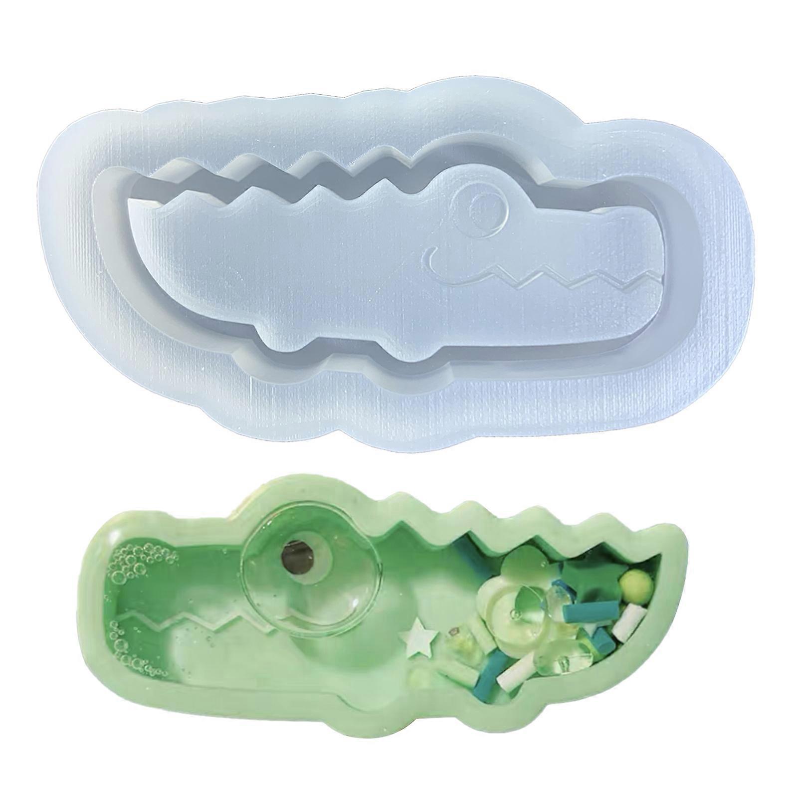 Crocodile Resin Shaker Mold,Silicone Quicksand Mould Resin Shaker Molds Resin Epoxy Casting Shaker Mould for DIY Crafts Multicolor