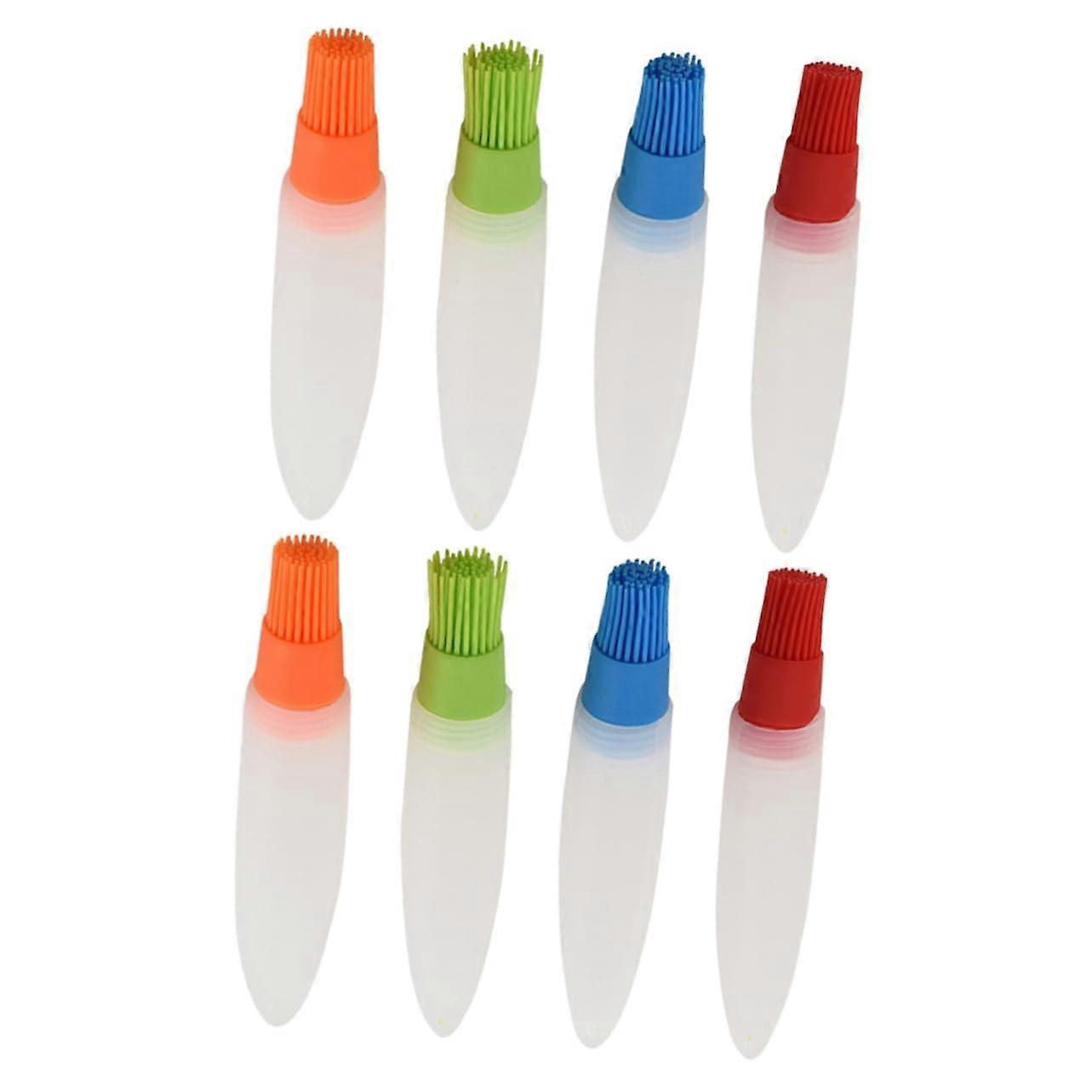 8 Pack Silicone Oil Bottle Brush Set for BBQ Sauce Basting, Grill Tools and Kitchen Cooking