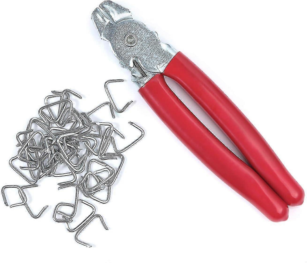 Straight Hog Ring Pliers Set & 200pcs Galvanized Hog Rings For Various Uses