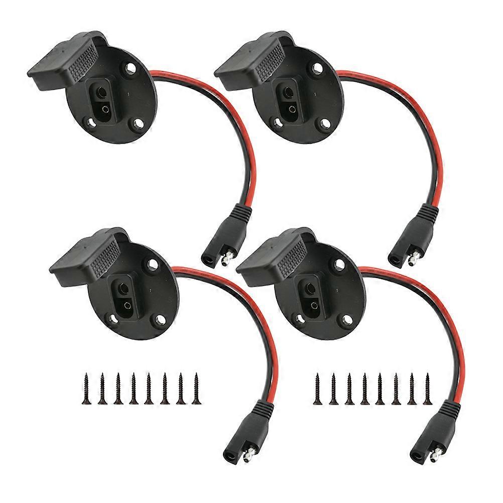 4 Sets SAE Power Socket Sidewall Port Connector Solar Panel Flush Connector