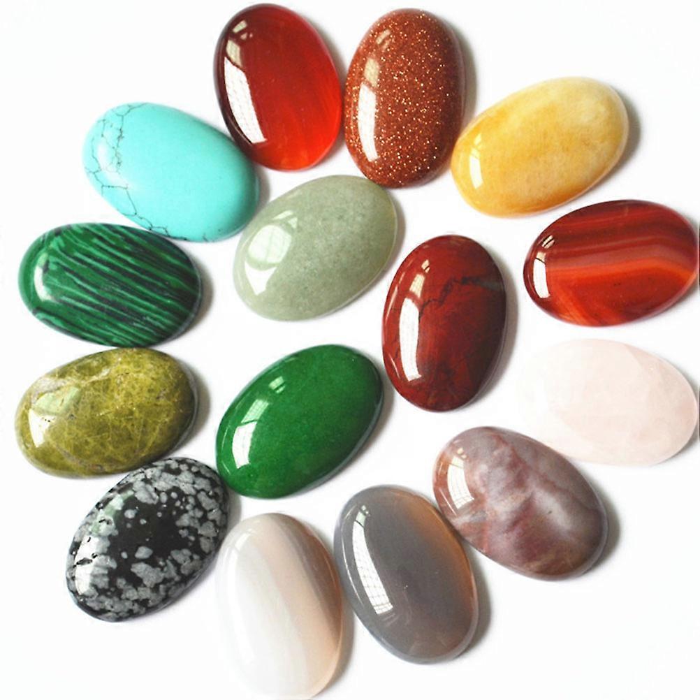 5pcs Oval Beads Semi-precious Gemstones Quartz Crystal Charms DIY Beads Random Color Bulk for Jewelry Making (Mixed Color)