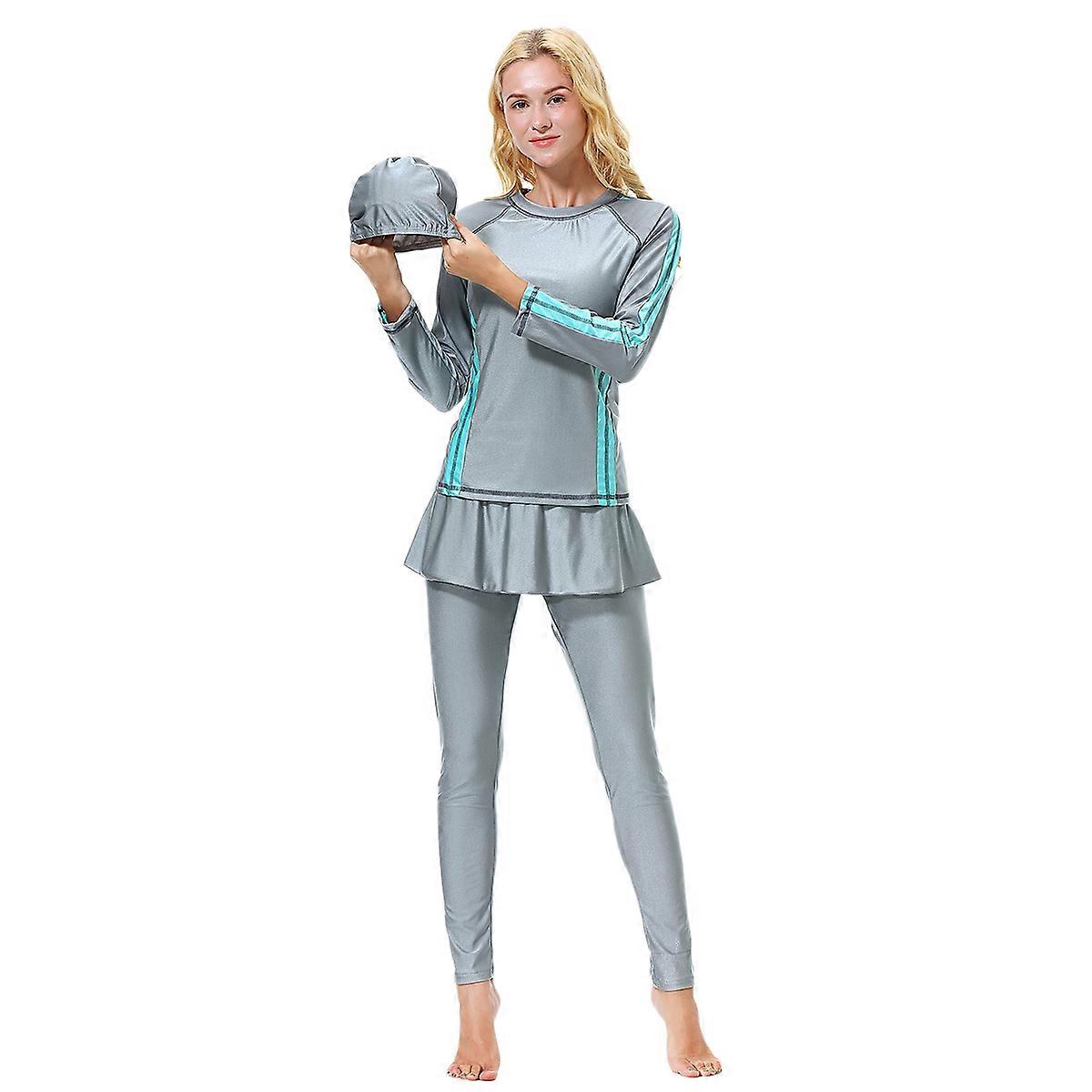 Ladies' Modest Swimming Suit, Comprehensive Set with Cap and Coat for Skin Protection