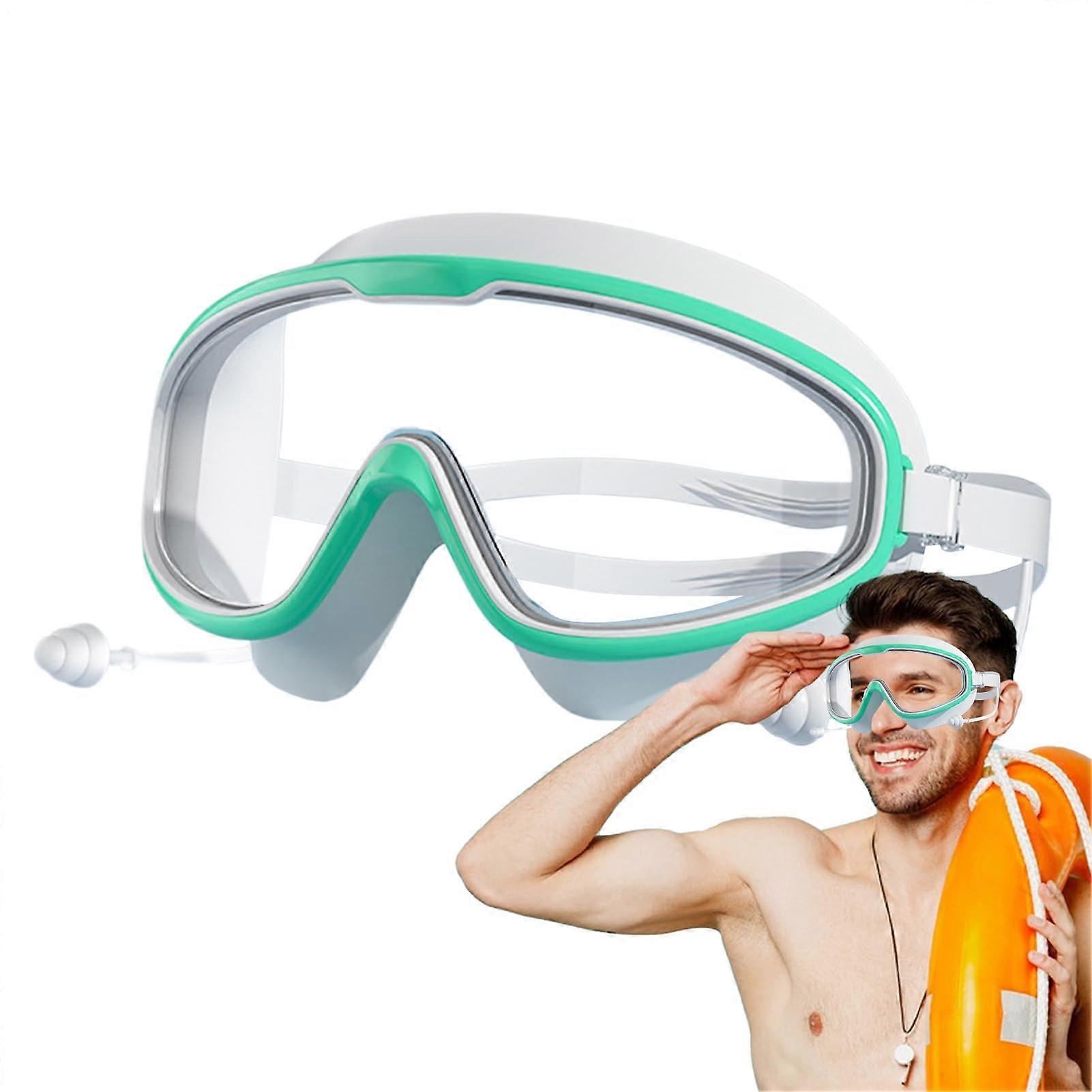 Adult Safety Goggles for Swimming Anti-Fog Wide View Pool Goggles Anti-UV No Leakage Swimming Goggles Green