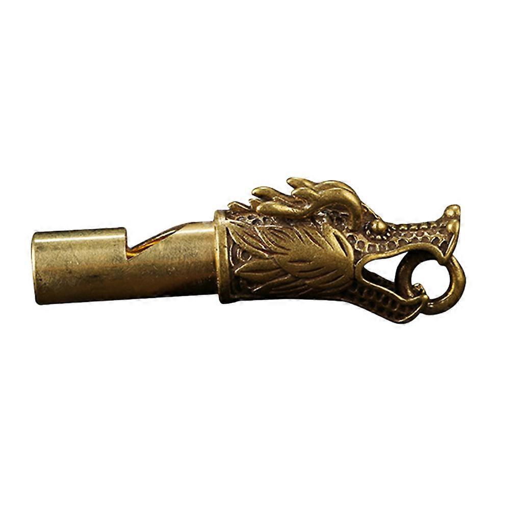 Brass Dragon Head Whistle Keychain for Survival, Referee, and Outdoor Hiking – Loud Sound with Neck Cord for Easy Carry