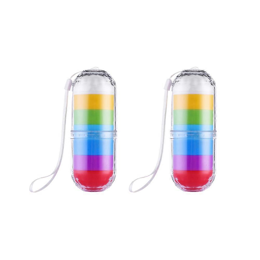 Stackable Pillbox Daily Pill Organizer Assorted Color 13x4.5x4.5cm Pill Holder Small 2Sets