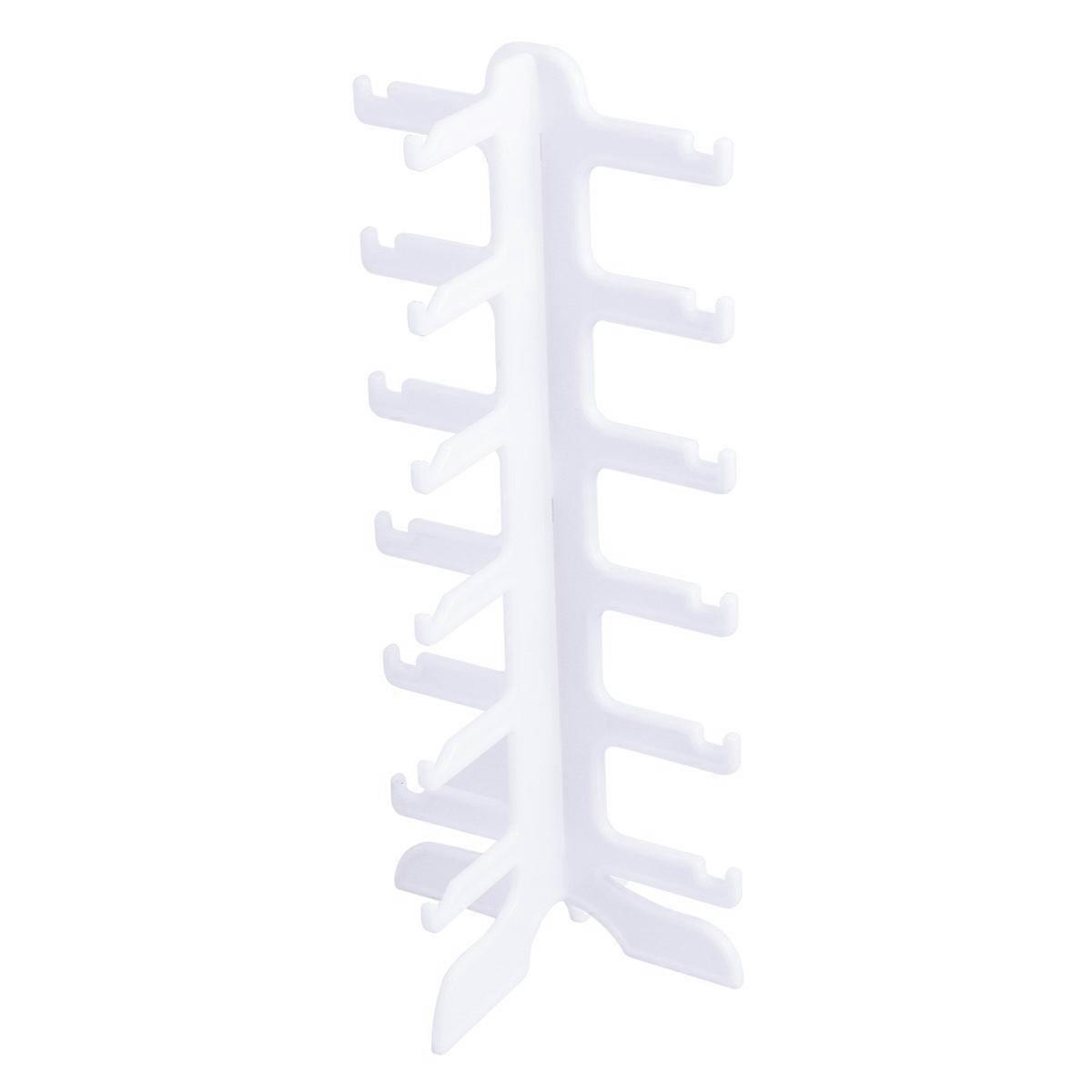 Multiple Glasses Holder Stand Square Shape White Plastic Storage Display 16x16x36cm 1Pcs