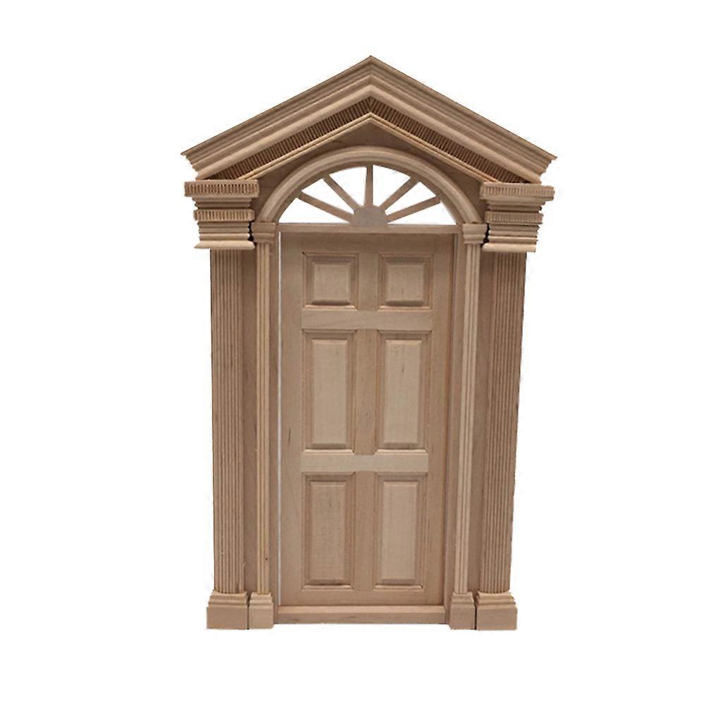Mini Door Decoration Mini House Diy Accessories Double Post Wood 14x22.5cm 1Pack