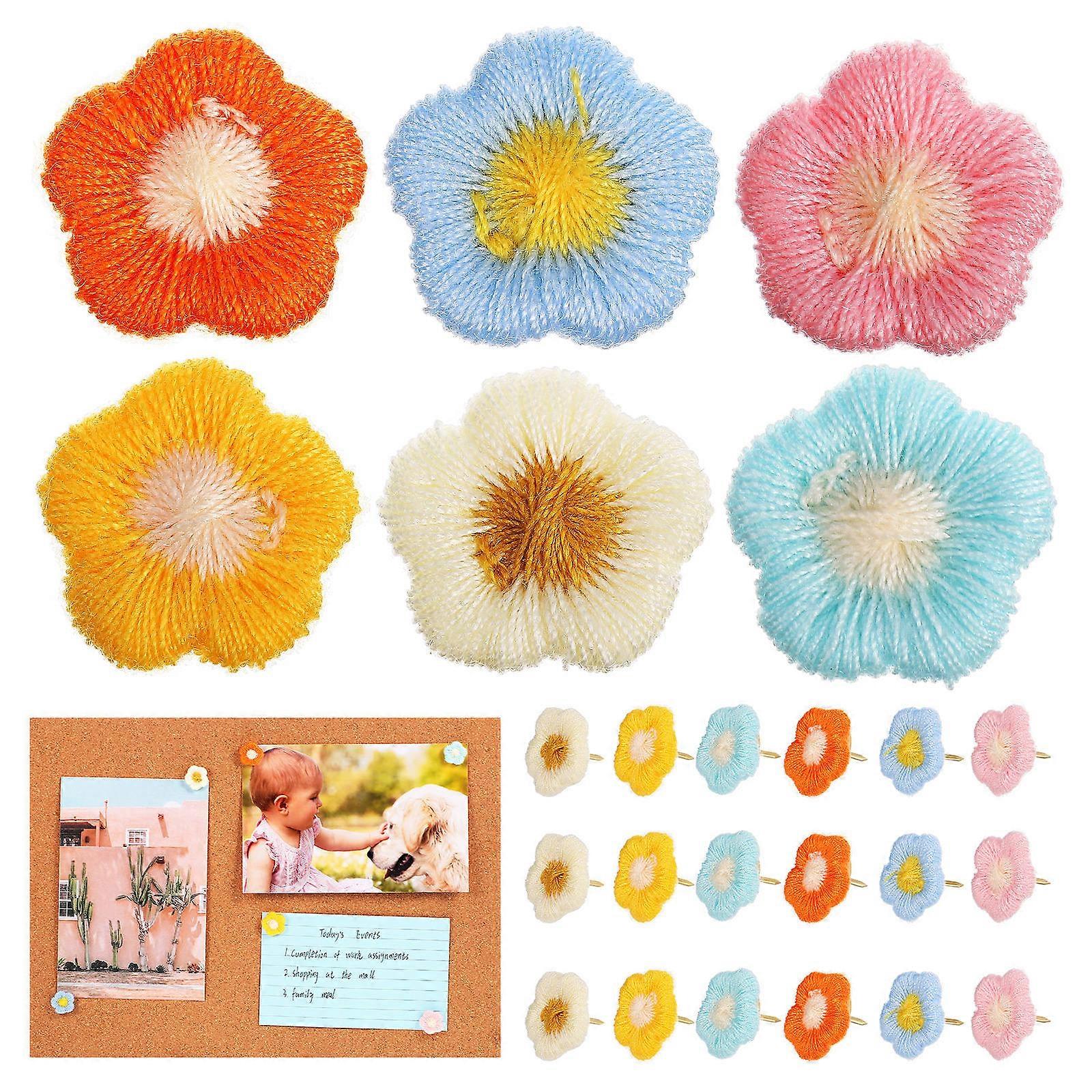 Clear Thumbtacks Decorative Push Pins Flower Shape Multi Color For Cork Board Wall Home Use 30Pcs