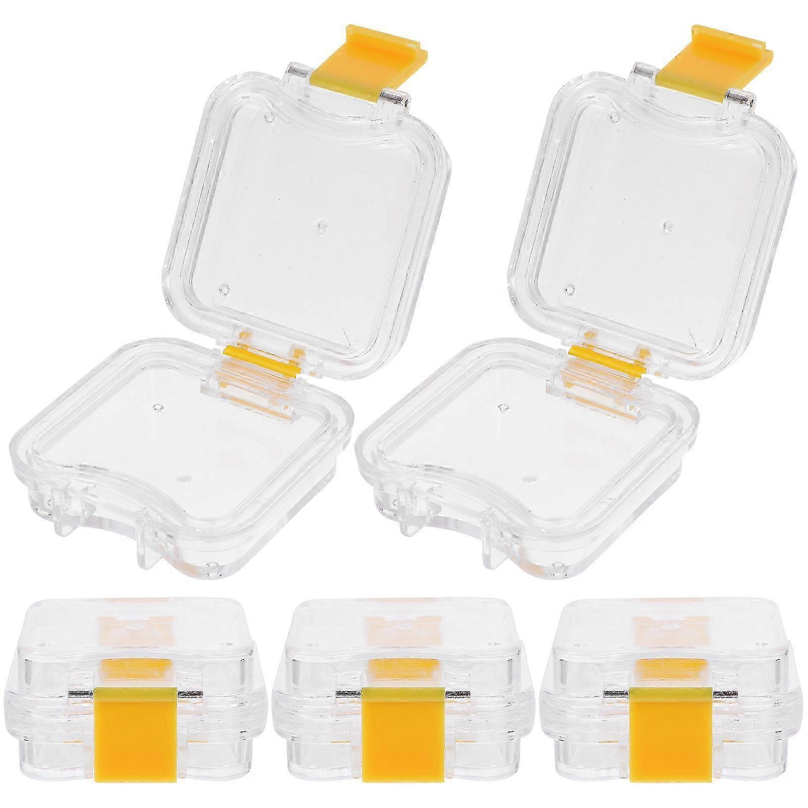 5Pcs Clear Denture Storage Boxes 4.5x4.5x2.5cm Tooth Cases