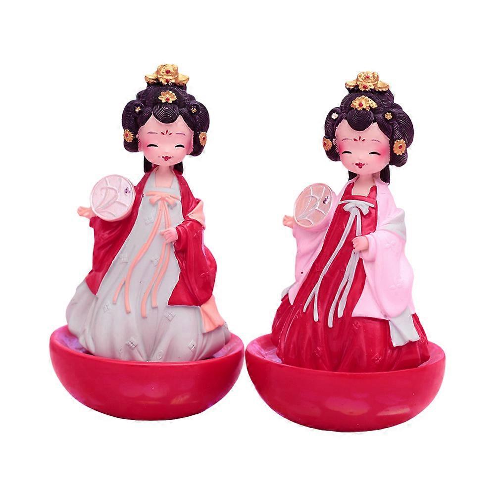 Resin Crafts Decor Desktop Ornament Beauty Court Style Balcony Decor 10x10x14.5cm Car Decor 2Pcs