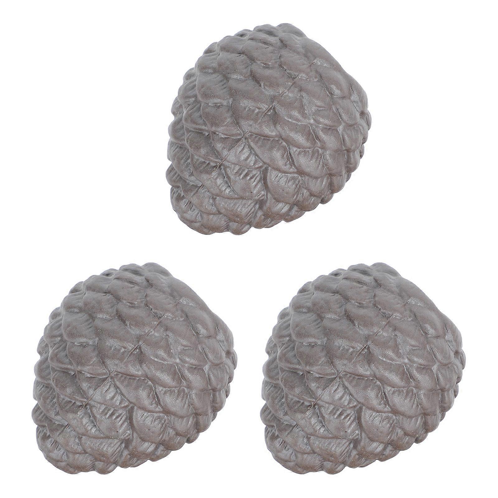 Ceramic Pine Cone Ornaments Decorative Pine Cone Crafts All Match Style 3.4x2.5cm Tiny Ornaments 4Pcs