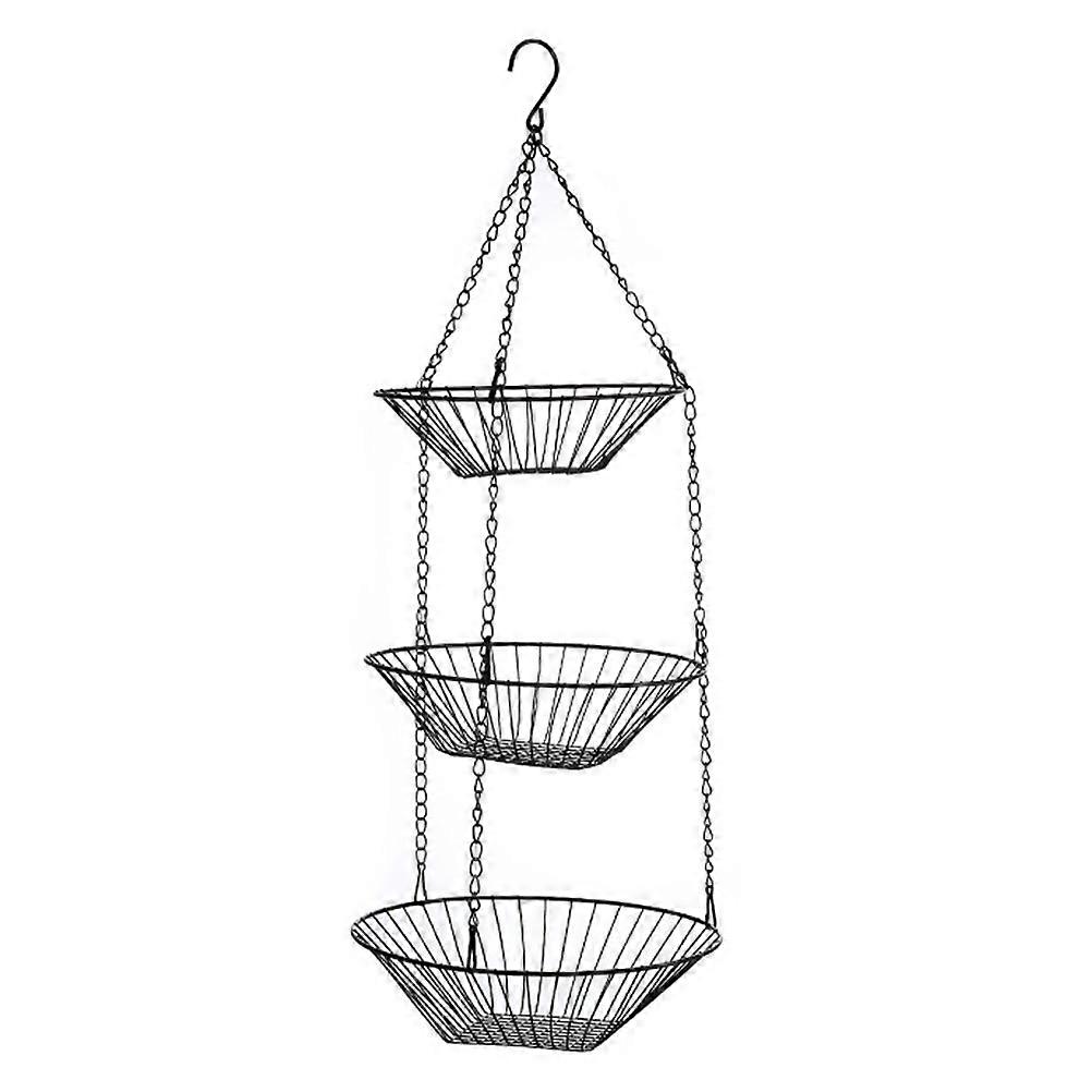 Three Layer Fruit Basket Wall Hanging Fruit Basket Black Iron Restaurant Use 1Pcs