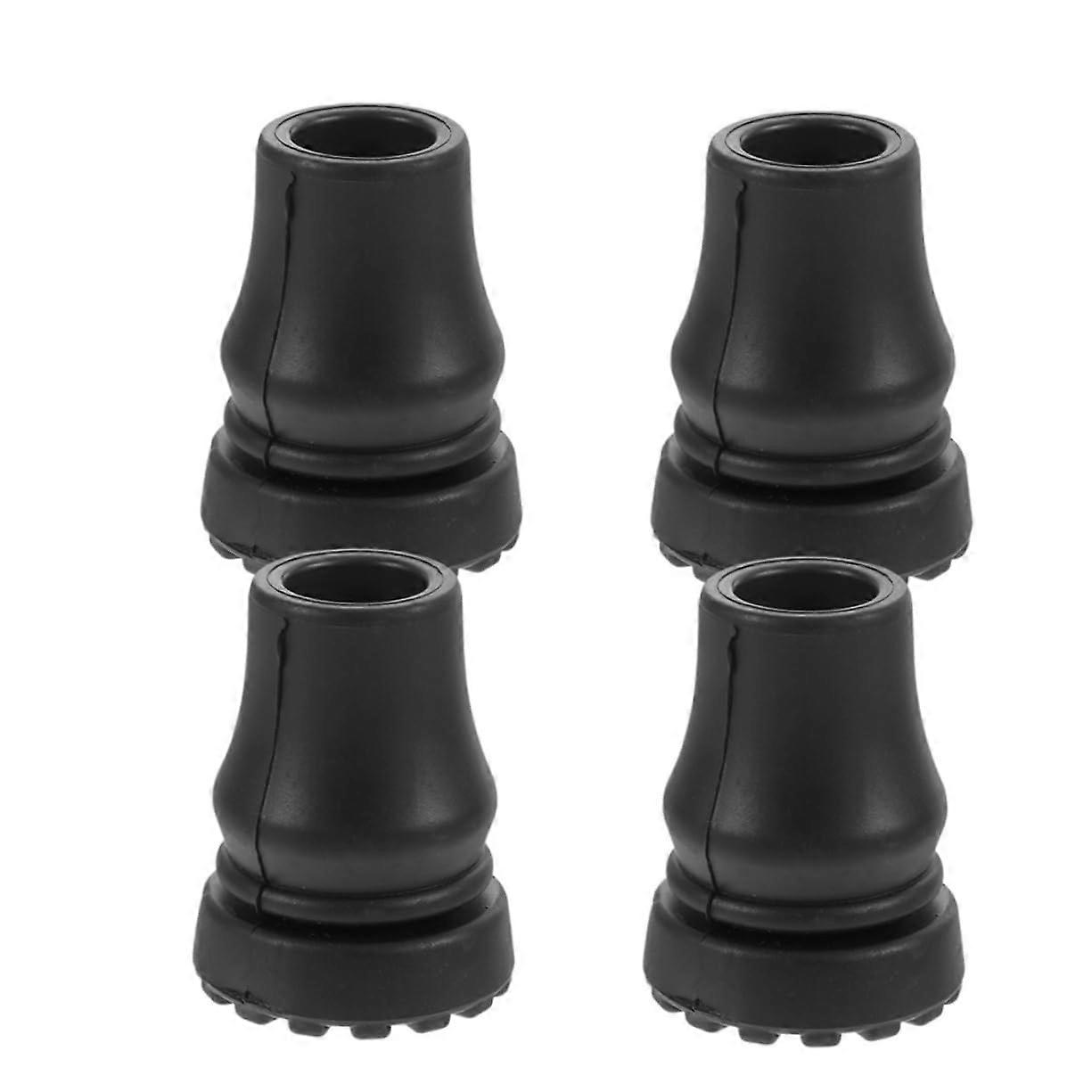 Trekking Pole Tip Protectors Set of 4 Rubber Caps for Walking Sticks and Hiking Poles Black