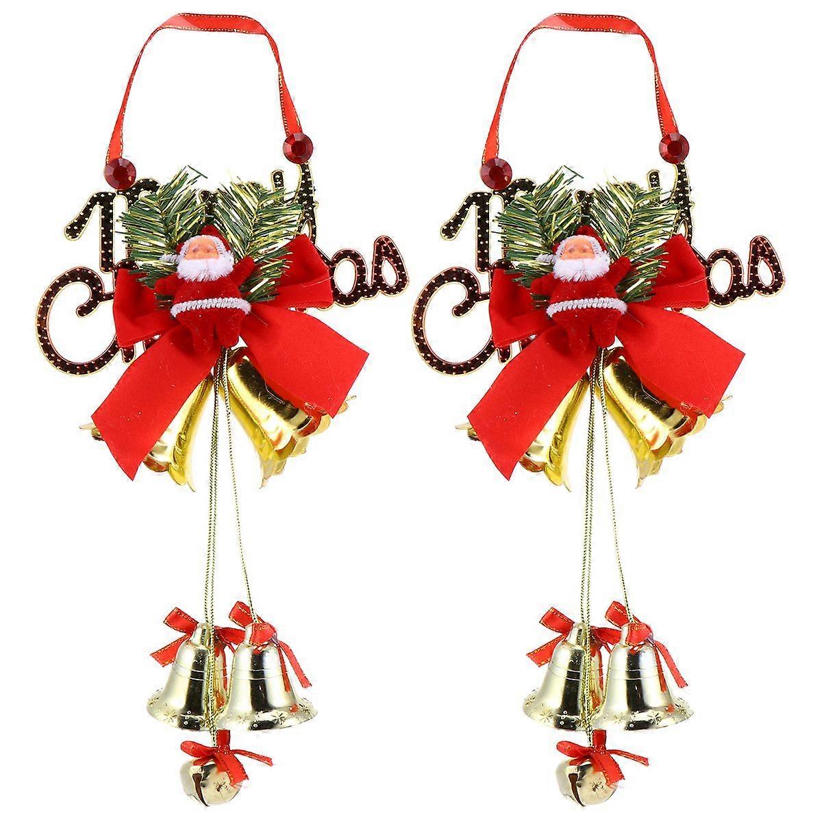 2 Pcs Christmas Tree Hanging Decoration Iron Bells String Hanging Decoration