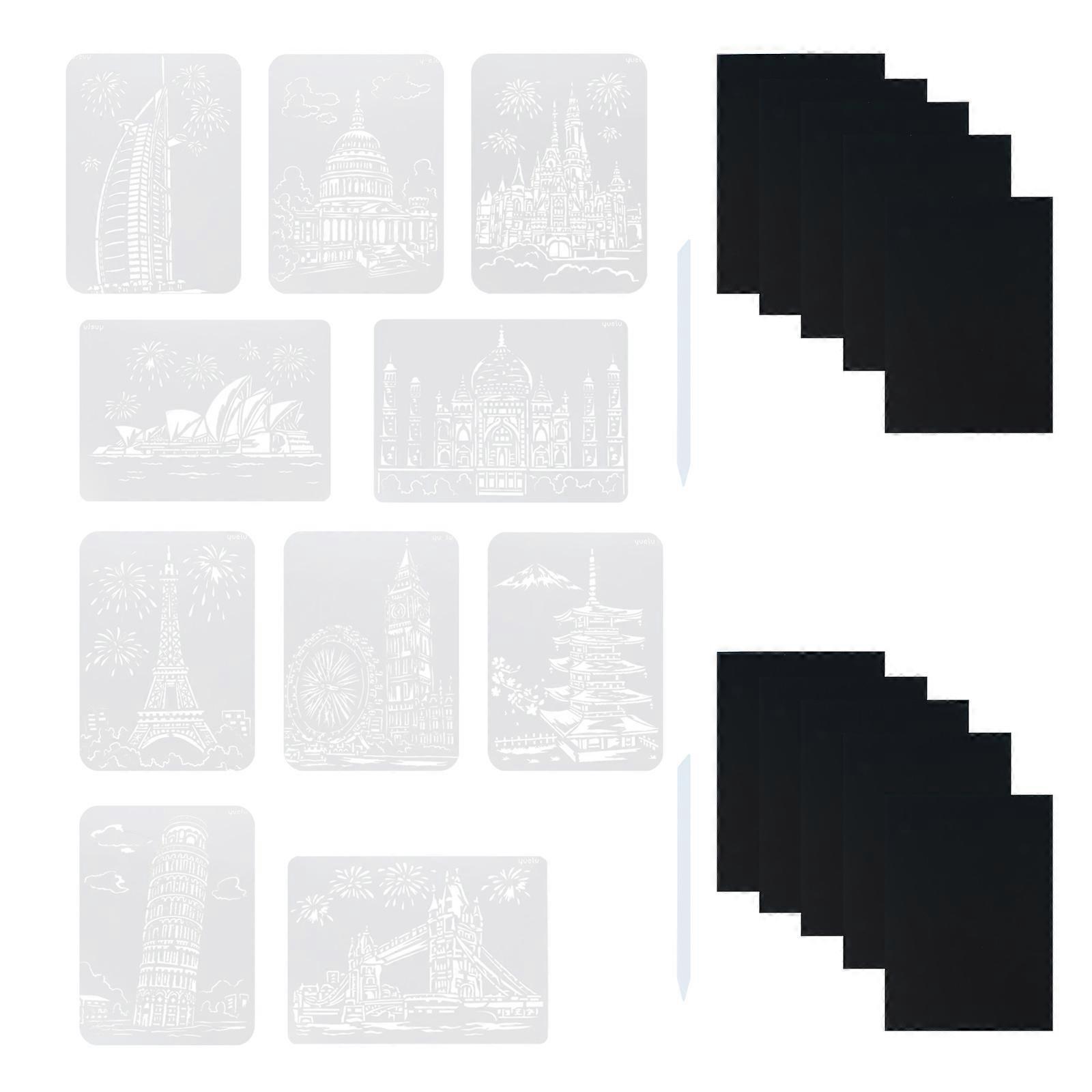 Craft Kits For Adults Scratch Painting Kits Entertainment Travel PET 21x29cm Rectangular DIY 2 Sets