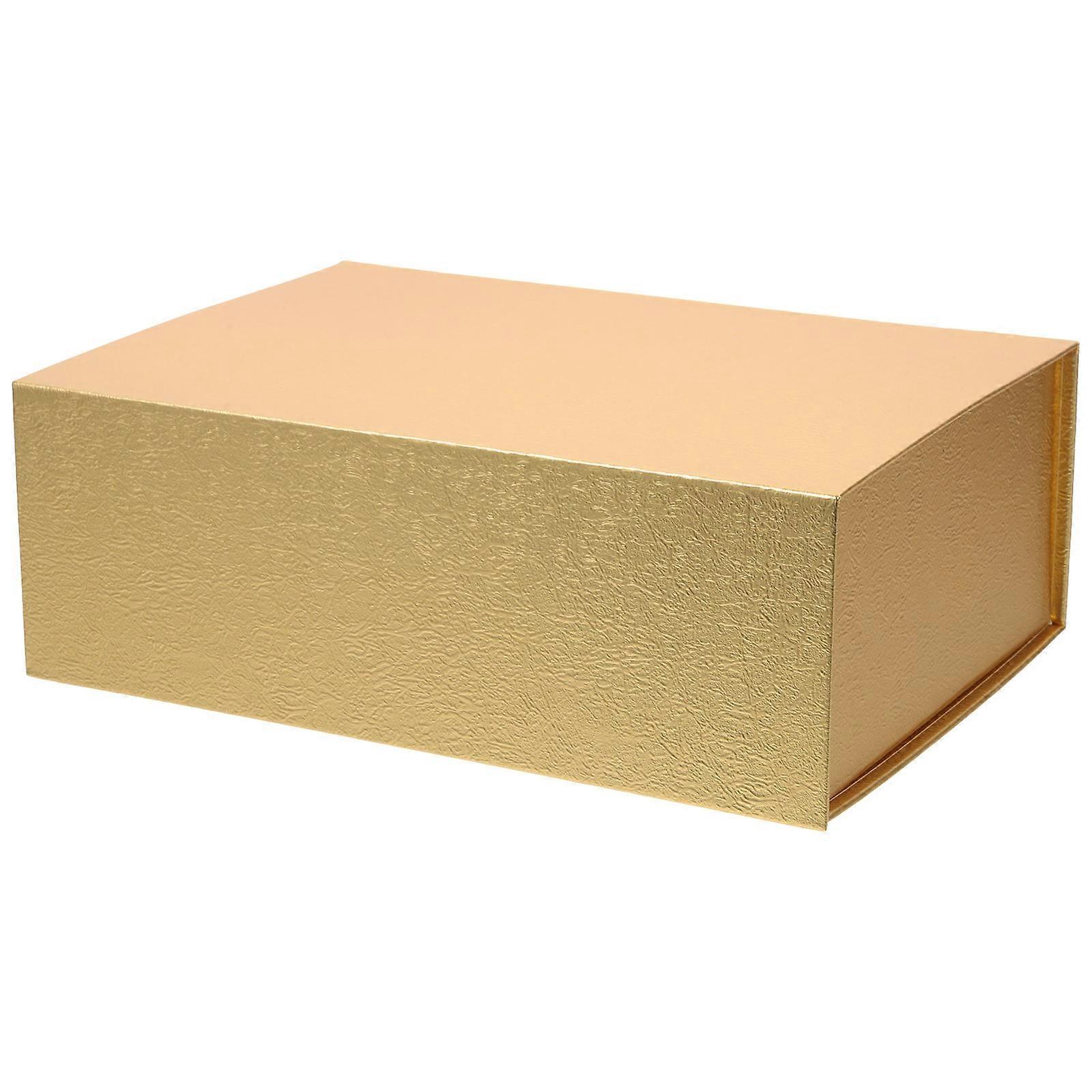 Magnetic Box present Packing Case Rectangular Shape Golden Color Storage Function 1Pack