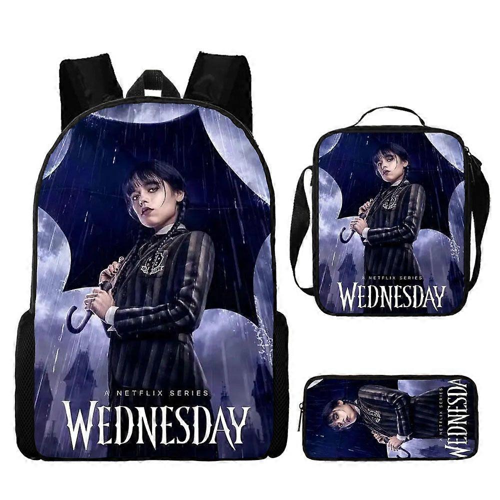 17-inch student backpack set 3D digital printing backpack three-piece set
