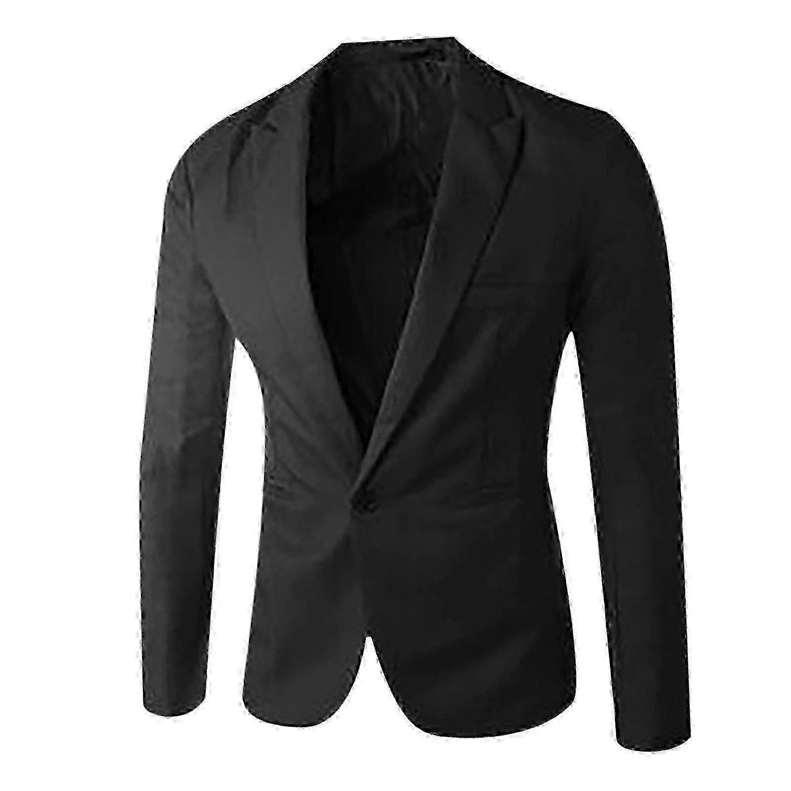 Men's Single Button Solid Color Casual Business Suit Jacket Suitable for Various Occasions