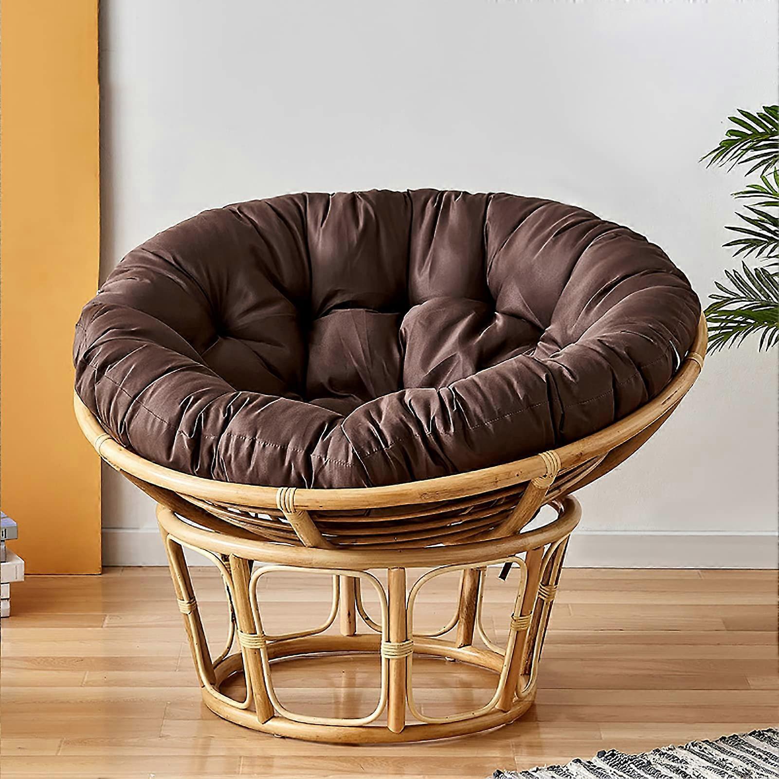 Comfortable round garden chair with thickly padded, tufted cushion, durable hammock, swing for indoor and outdoor use, brown, 180 x 180 cm