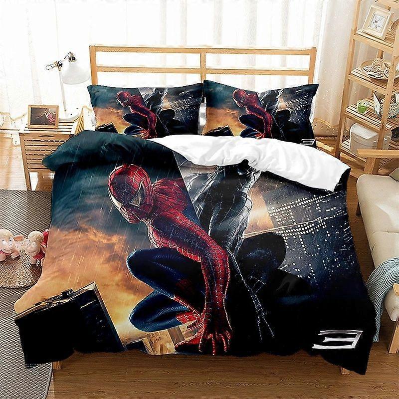 Spider-man 3D Printed Bedding Set Duvet Cover Quilt Cover Pillowcase Kids Gift-AB Double