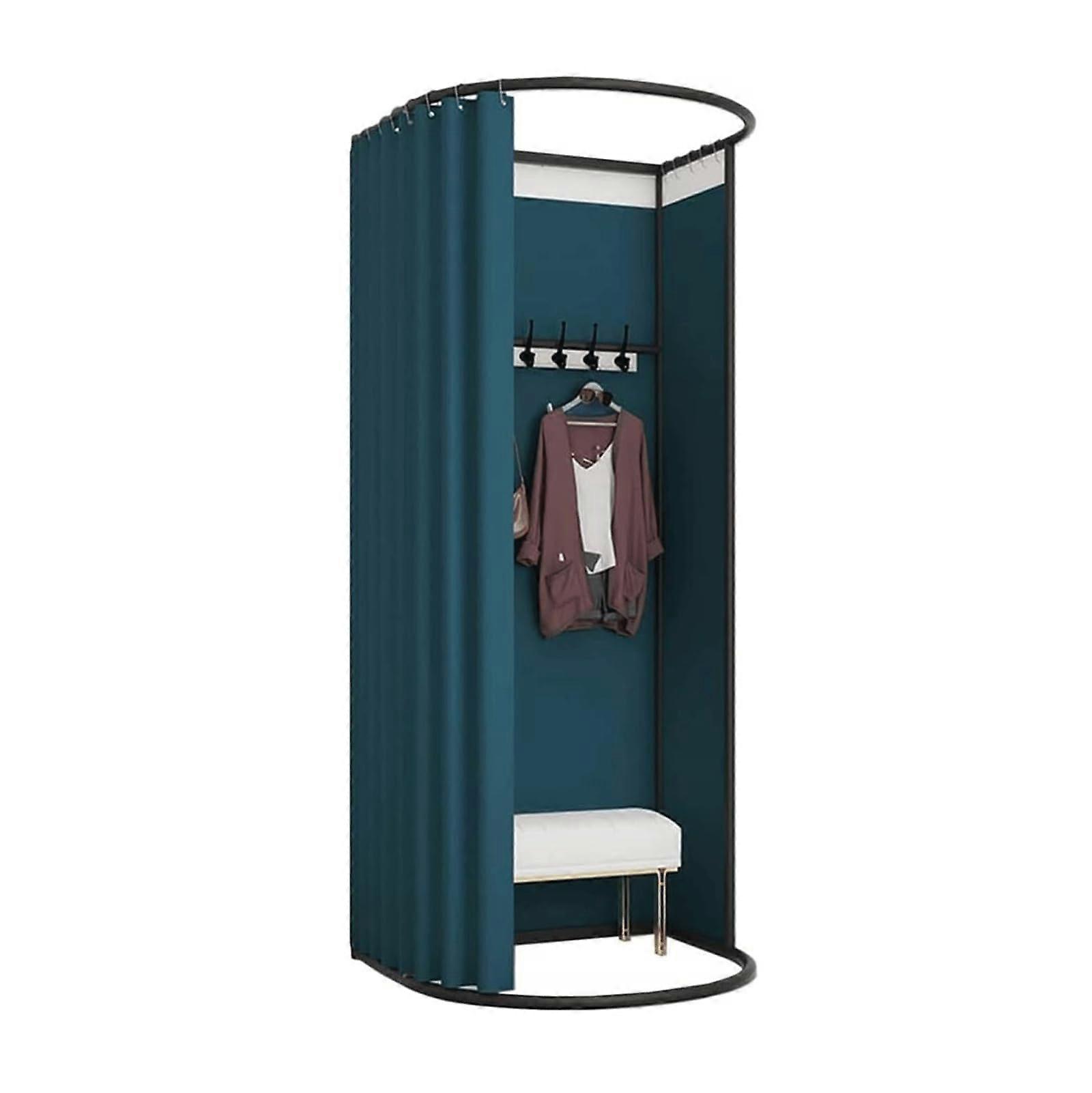 Changing Room Portable Privacy Screen 95X100X200CM with Removable Shade Curtain and Metal Clothes Rail