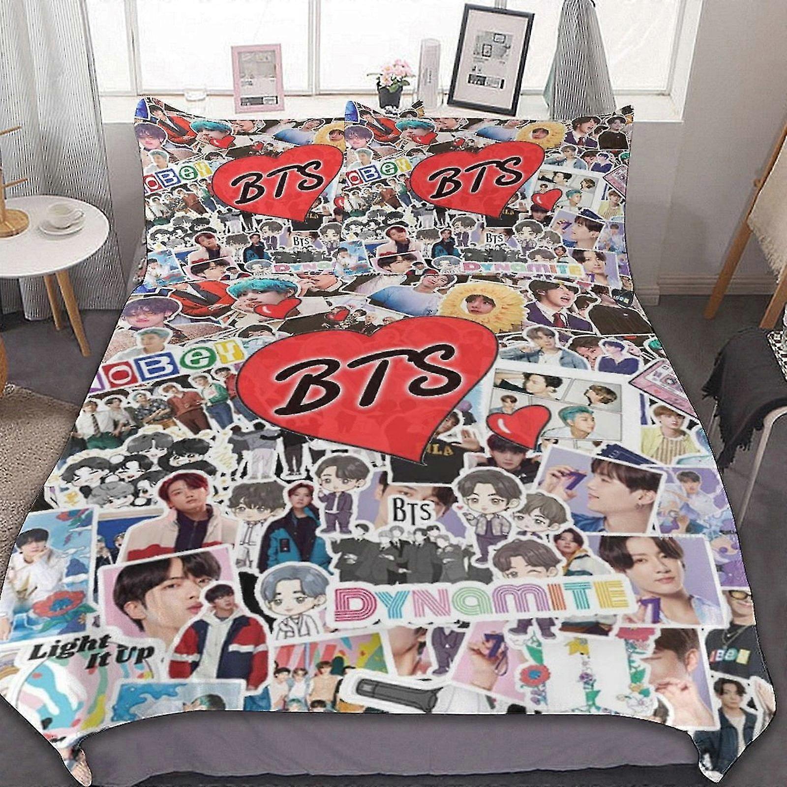 Conjunto de Cama Kpop, Conjunto de Conforto Microfibra Leve de 3 Peças com Capa de Edredom e Fronhas para Crianças