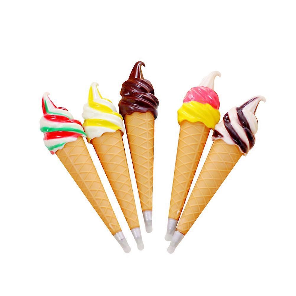 Cool Pen Ice Cream Shape Ball-Point Pen Smooth Writing for Home School Office Artistic Design Assorted Color 5Pcs