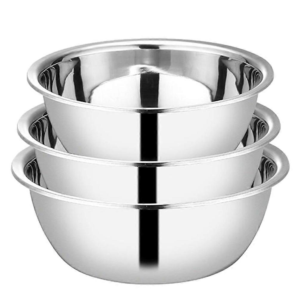 3pcs Stainless Steel Basins for Mixing Soup and Food Containers in Silver