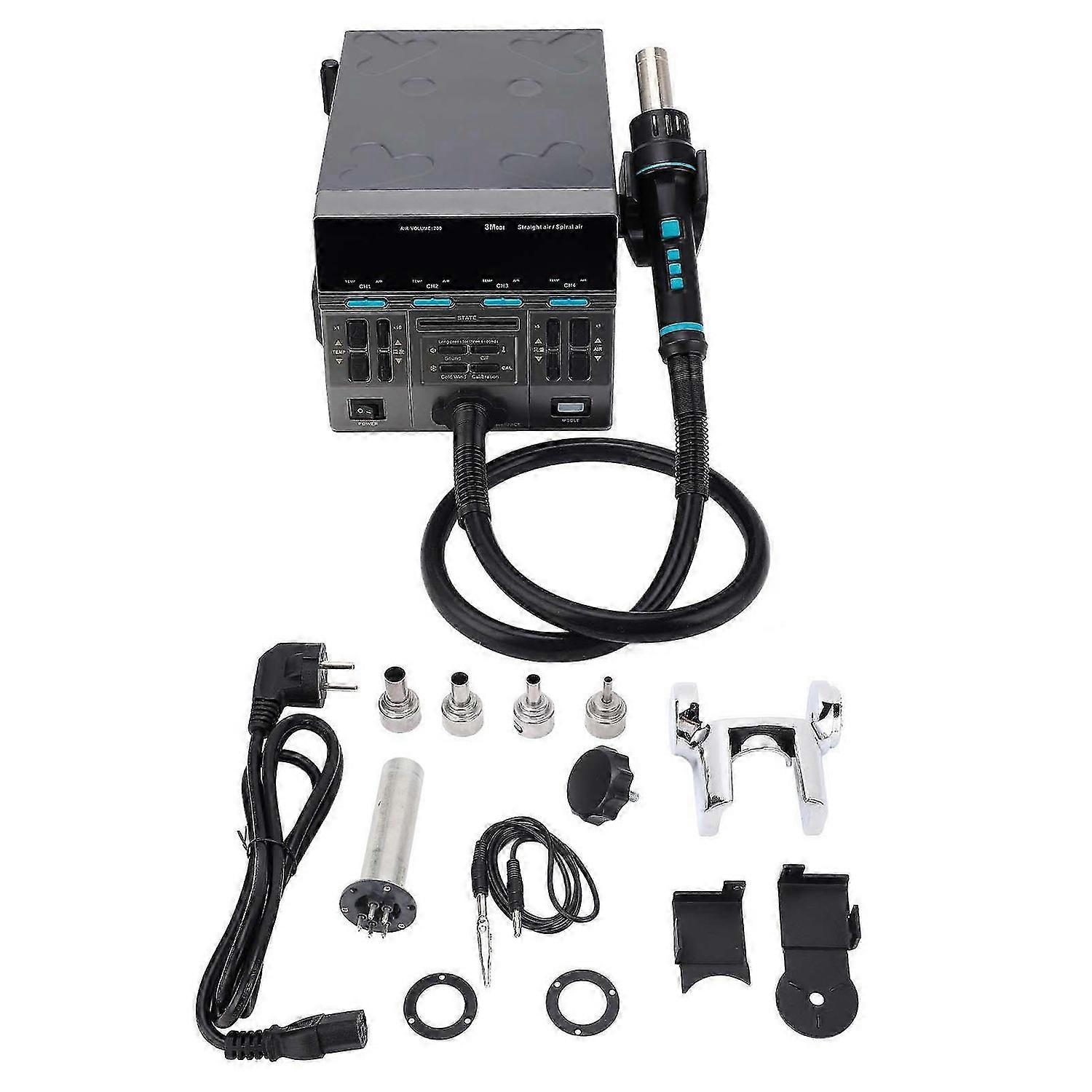 3 Modes Hot Air Rework Station Auto Sleep Digital Display Hot Air Gun Soldering Station 1300W EU Plug AC220V