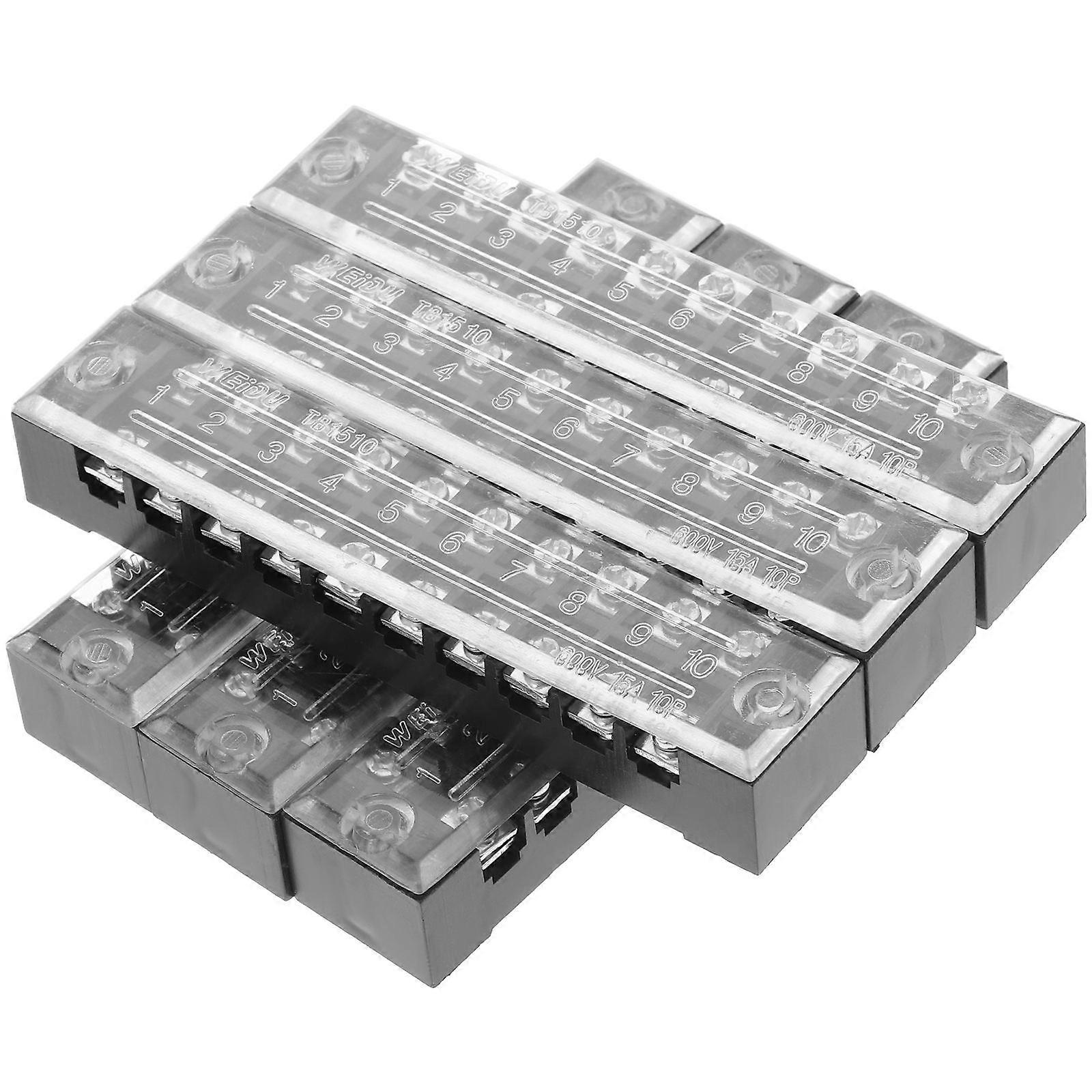 Screw Terminal Strip Block 6Pcs -1510 Terminal Block Fixed Dual Row Electronic Circuit 10-7X2-2Cm