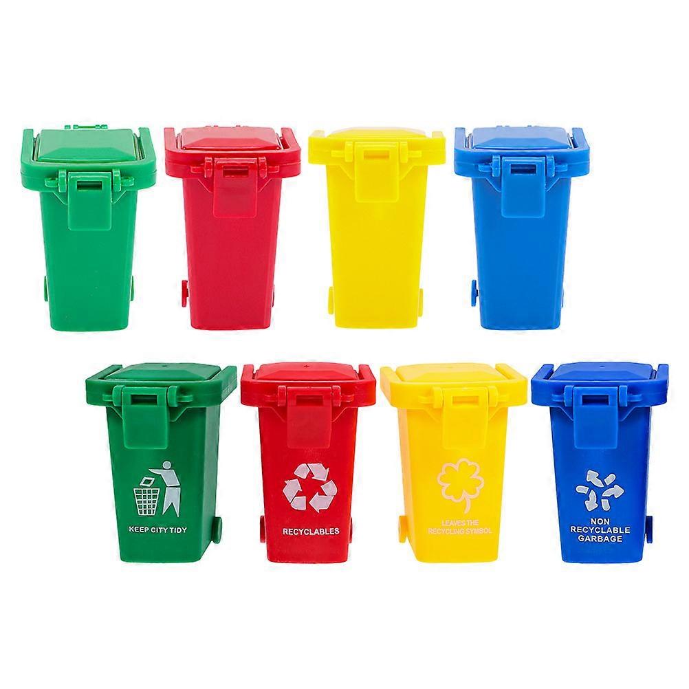Mini Trashcan Sorting Games Trash Can Compact Shape Lid Educational Tool for Families 8Pcs