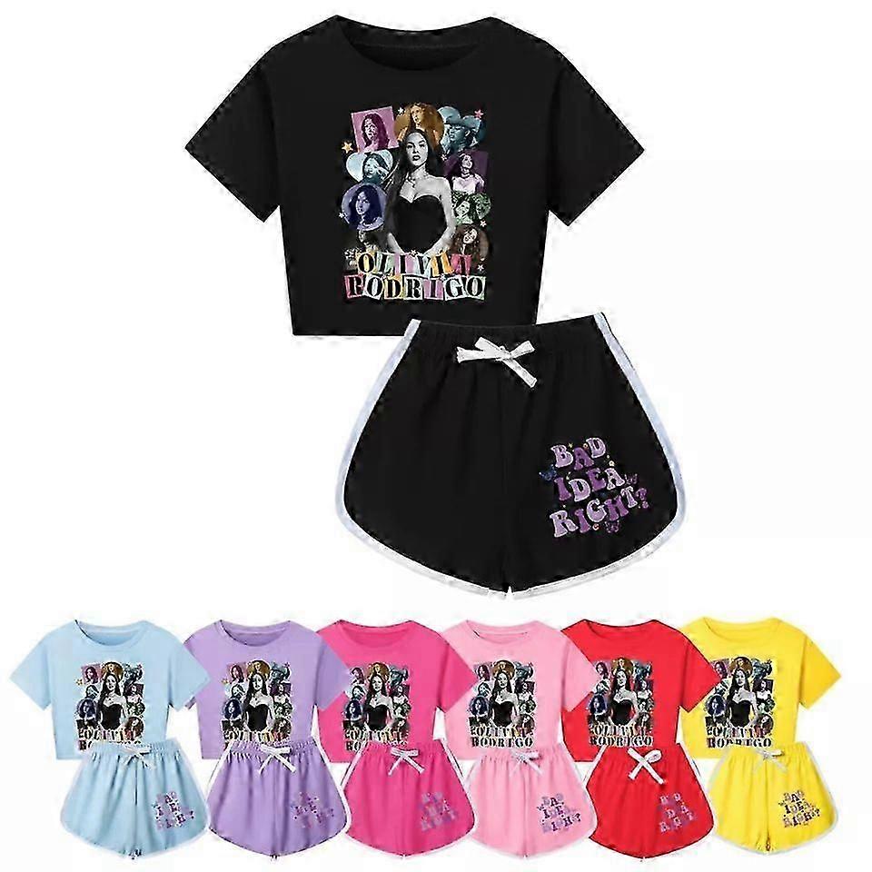 Girls Rodrigo Short Outfits + Pants Tracksuit Pj's Sets Crop Tops