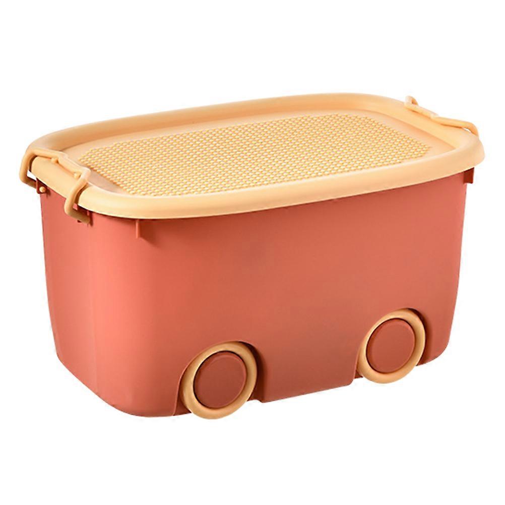 Storage Boxes With Lids Small Storage Container On Wheels Kids Orange 47x31.5cm Simple Style Home Organization 1Pcs