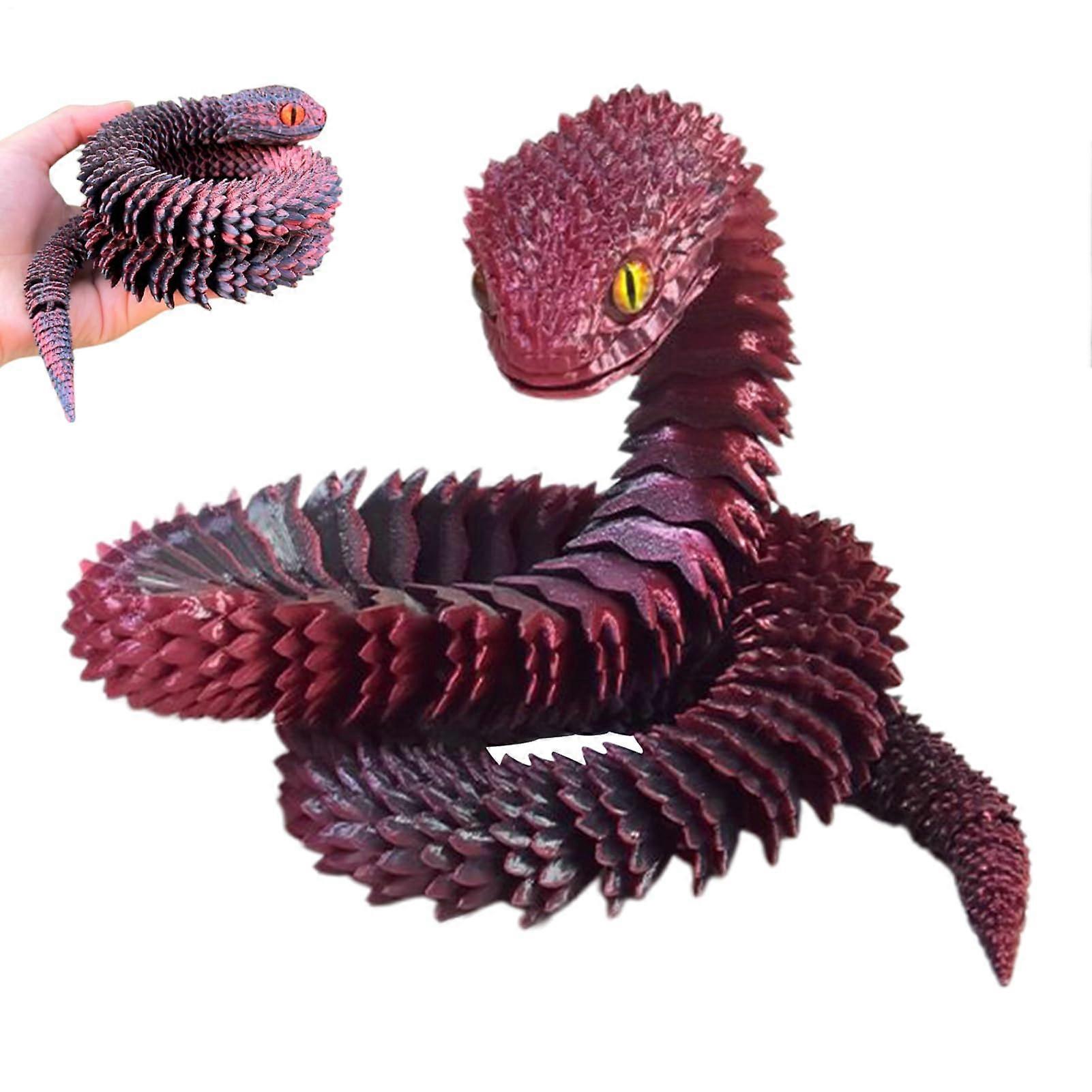 3D-Printed Fidget Toy Snake Statue | 76 cm Flexible Desk Decor for Kids and Adults | Black-Red Gradient Easter Gift