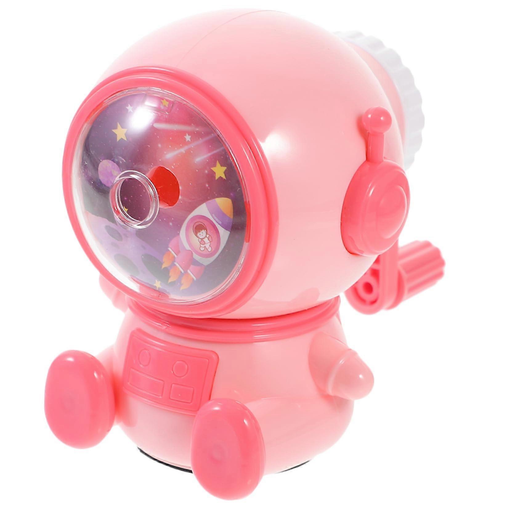 Funny Astronaut Pencil Sharpener Manual Adjustable Pencil Sharpener for Students Stable for School Reward Cartoon Design for More Fun Drawing Pink