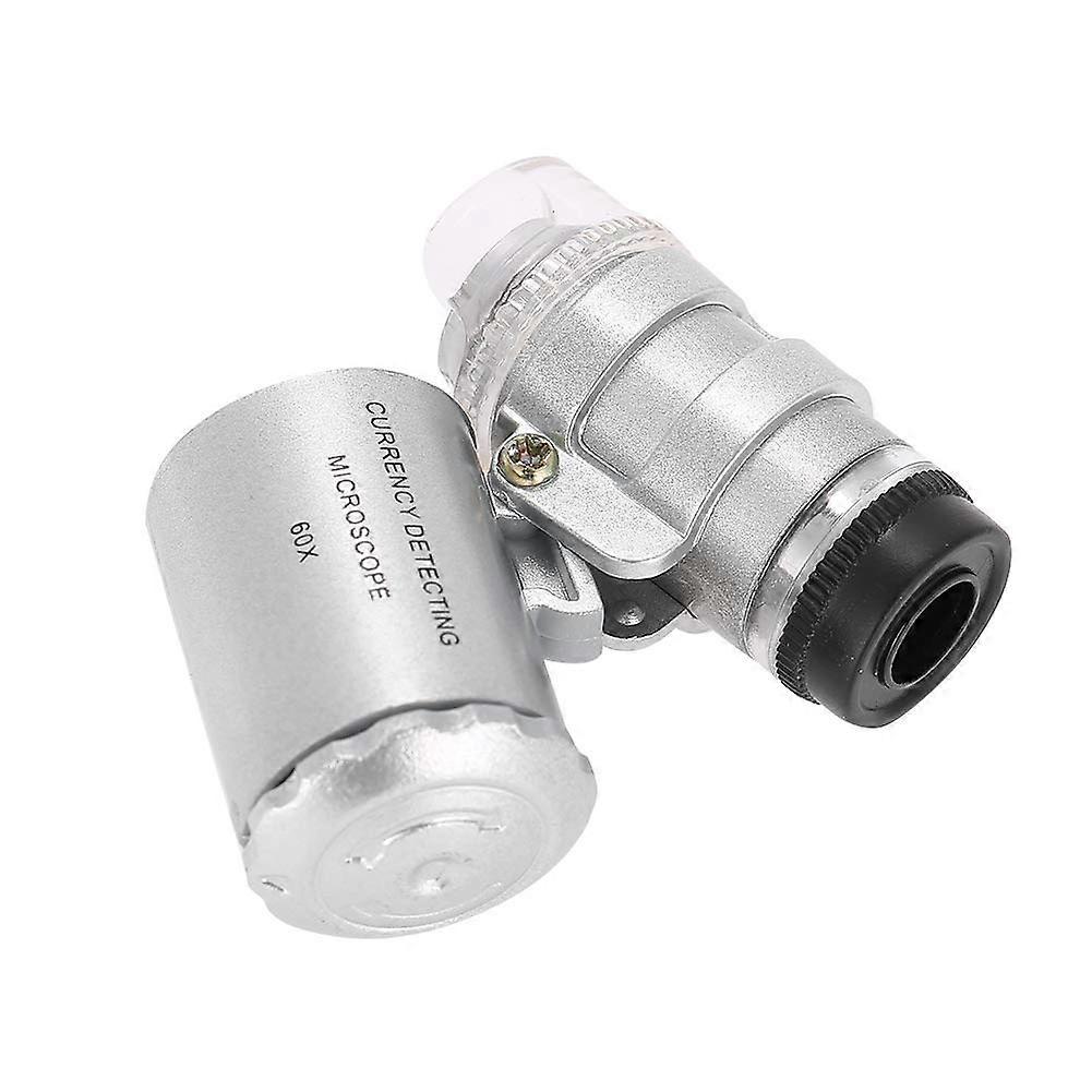 Mini Microscope Pocket Magnifier, 60X Magnifying Glass with LED Light for Kids, Students and Professional Use