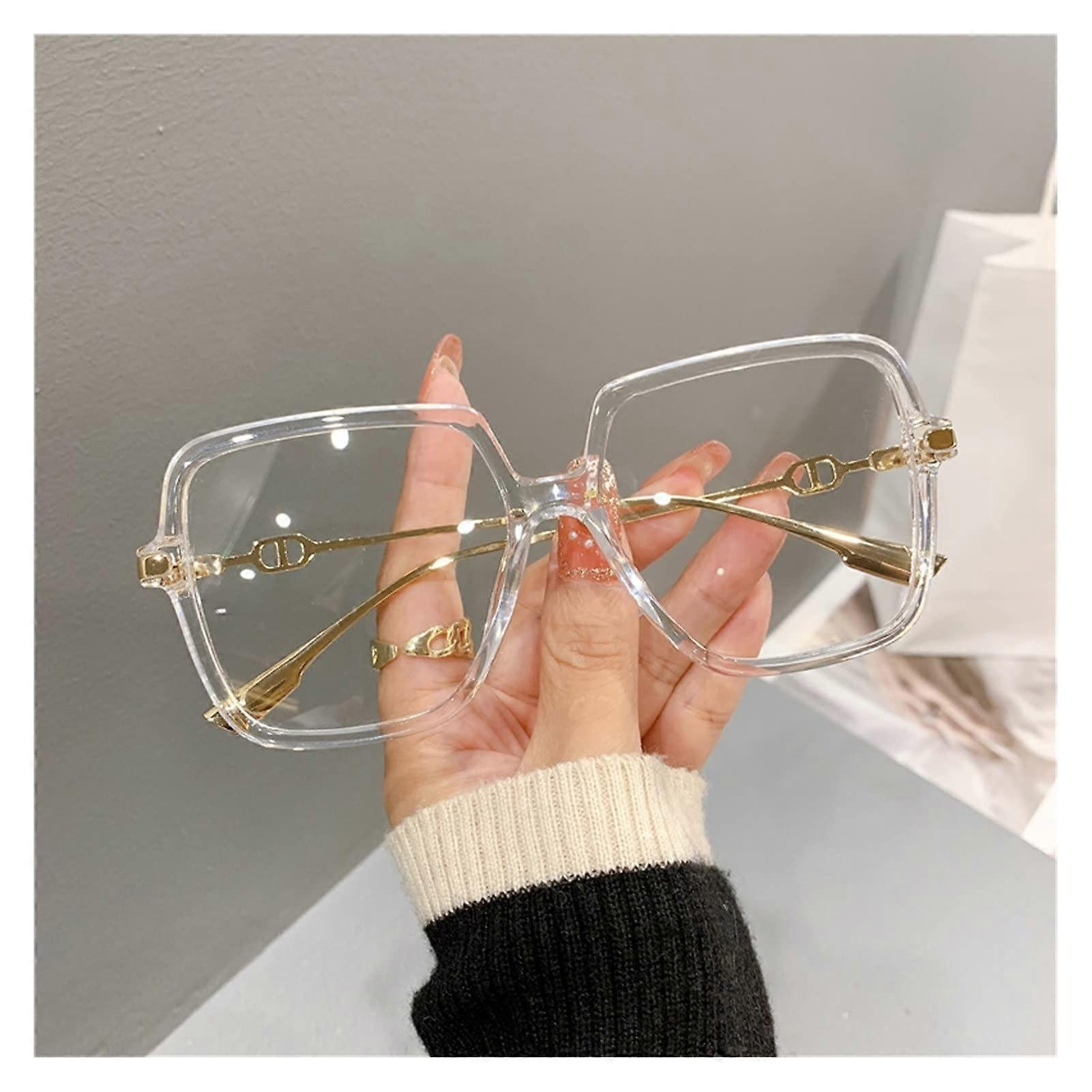 Reading Glasses for Computer Use, Retro Oversized Anti-Blue Light Square Frame Glasses, Color 0+, Size 1-1