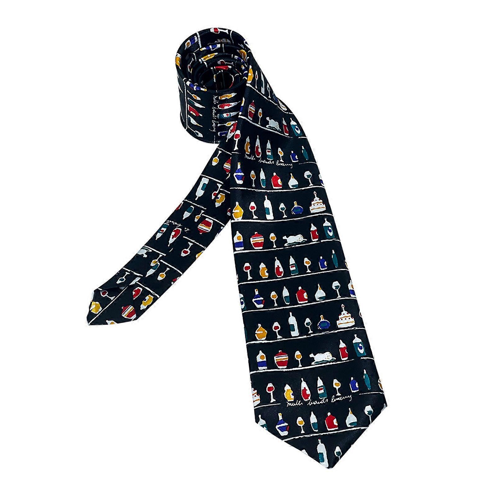 Stylish Men's Necktie with Musical Instrument or Bottle Pattern Soft Polyester Fabric For Formal And Casual Occasion