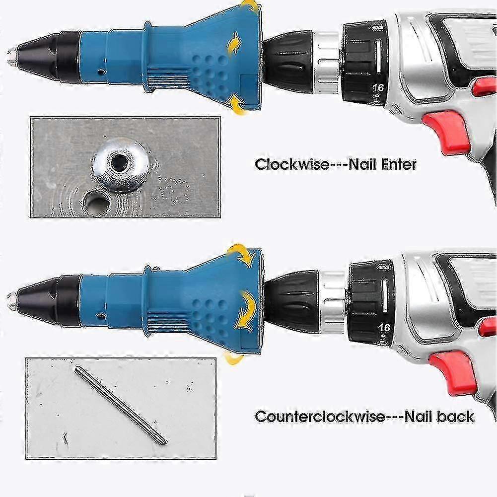 Cordless Electric Rivet Gun Tool Kit with Adapter Insert Nut Hand Power Tool Accessories (blue)one Piece