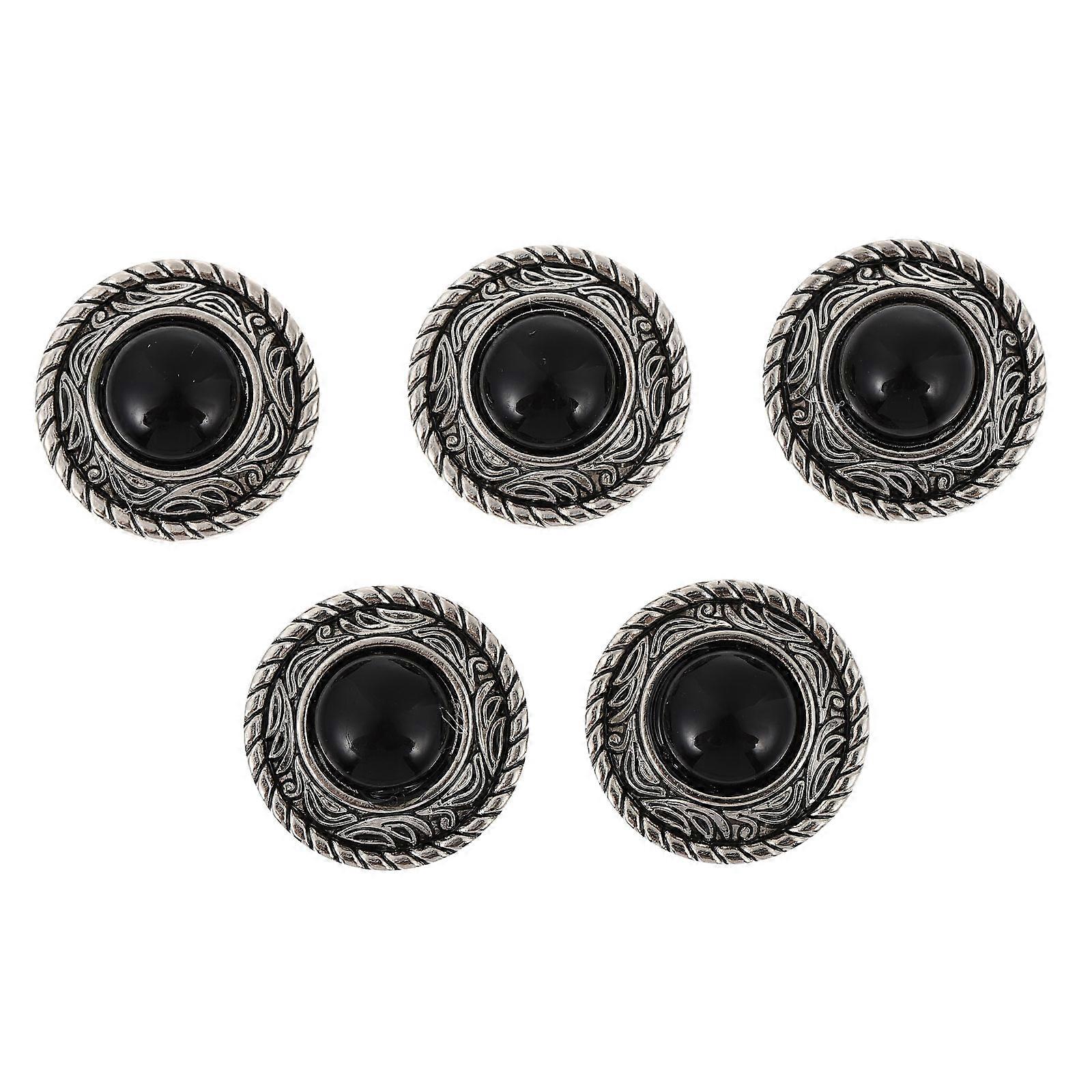 Black Alloy Buttons for Decoration Easy to Install and Use on Clothing Accessories 5pcs