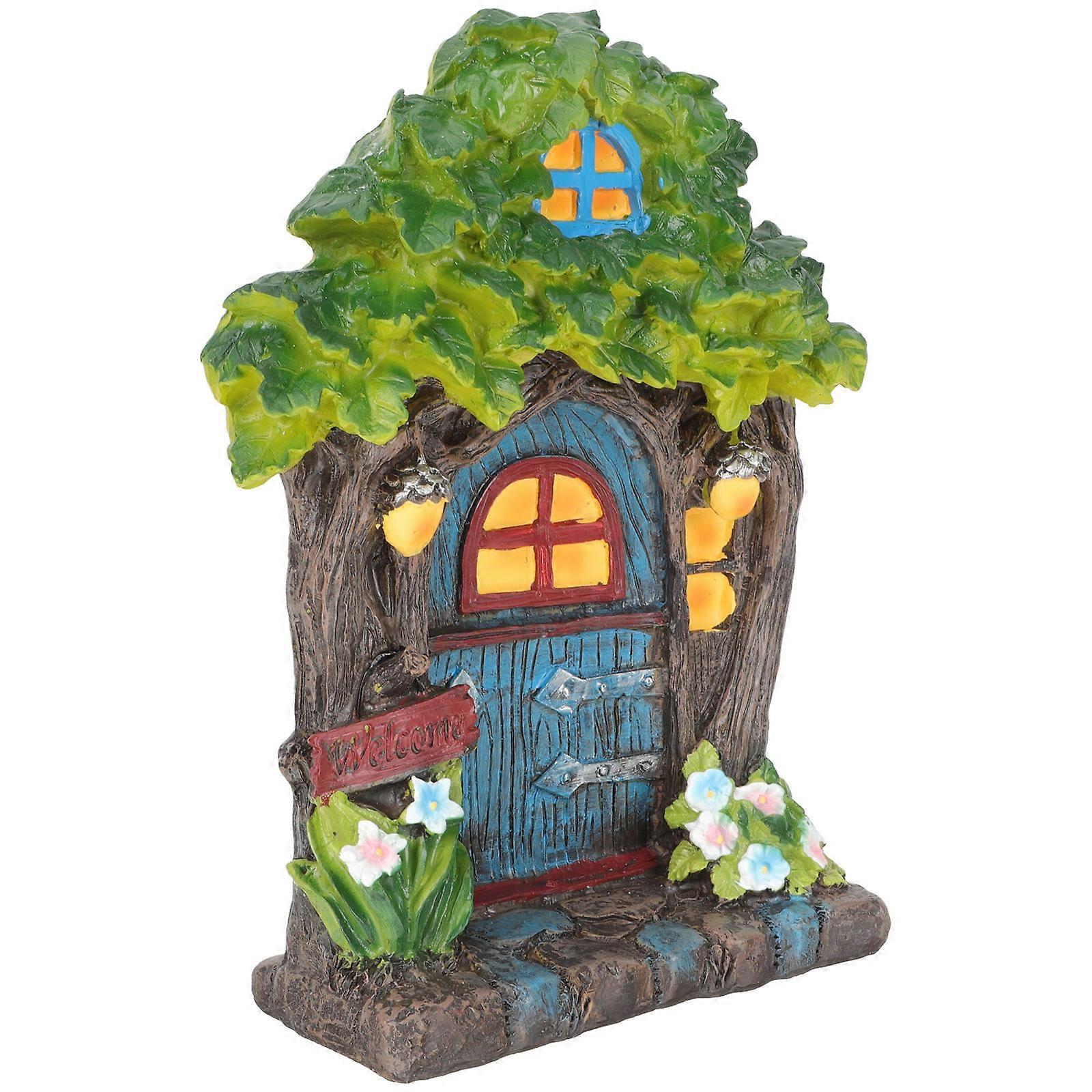 Resin Decorative Door Creative Shape Tiny House Decor For Outdoor Garden 24.00X18.00X6.00CM 1Pcs